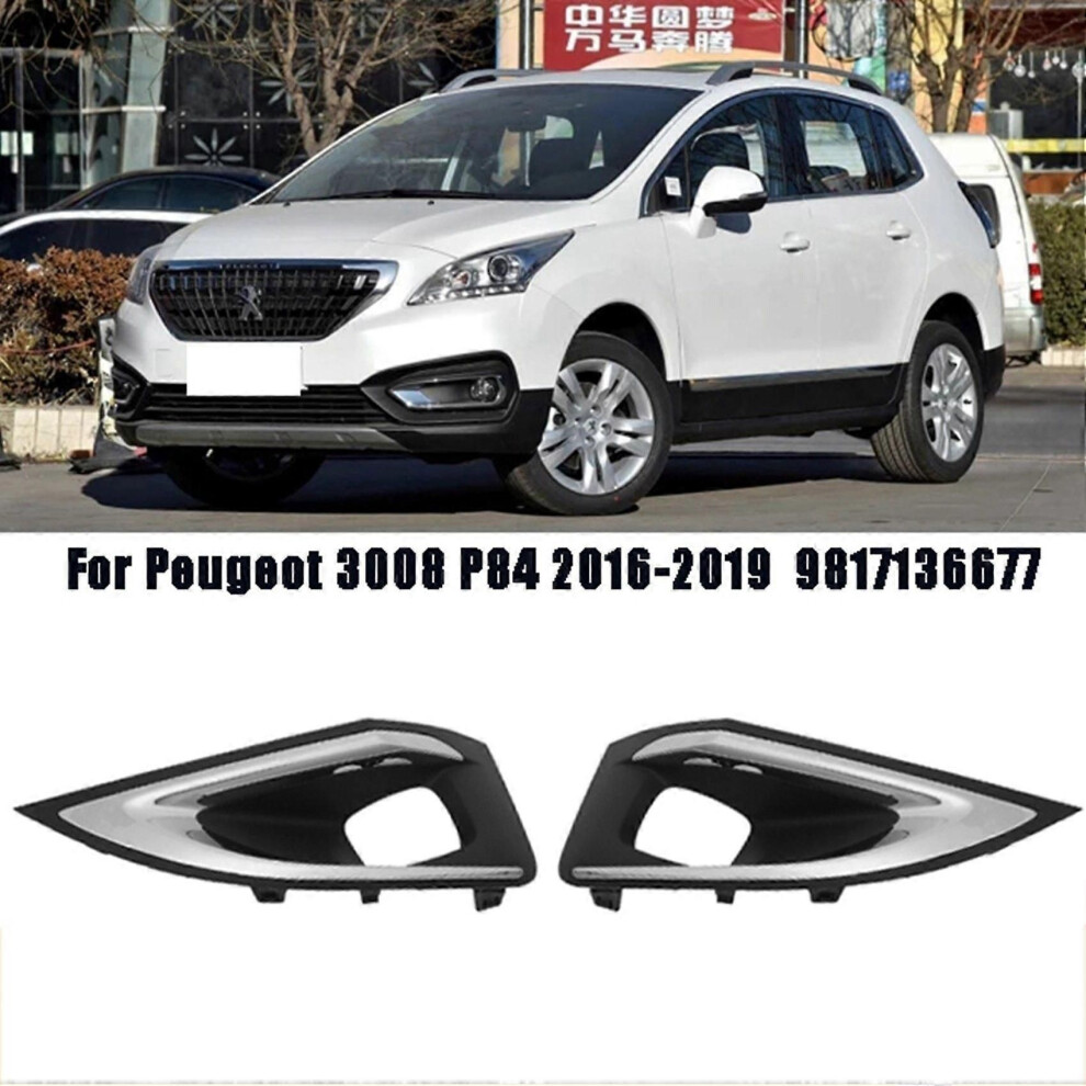 Car Front Fog Lamp Cover Frame Decorative For Peugeot 3008 P84 2016-2019 1806095X 1806096X 9817136677 9817136777 9345346653444
