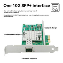 2X PCIe X4 Single Port 10G SFP+ Network Card X520-DA1 82599EN 10GbE NBBASE-T NIC Fiber Adapter for Windows Linux Servers