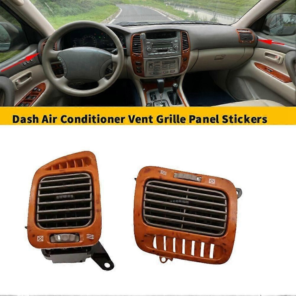 1Pair Dash Air Conditioner Vent Grille With Wood Panel Stickers For Toyota Land Cruiser 1998-2007 Lc100 Fj Cruise Grain 9345346671707
