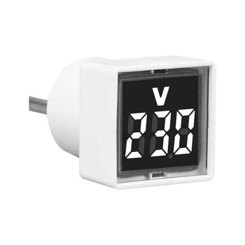 2X Digital Voltmeter Square AC220V Square Voltage Tester with LED Display and Indicator Light EU Plug White