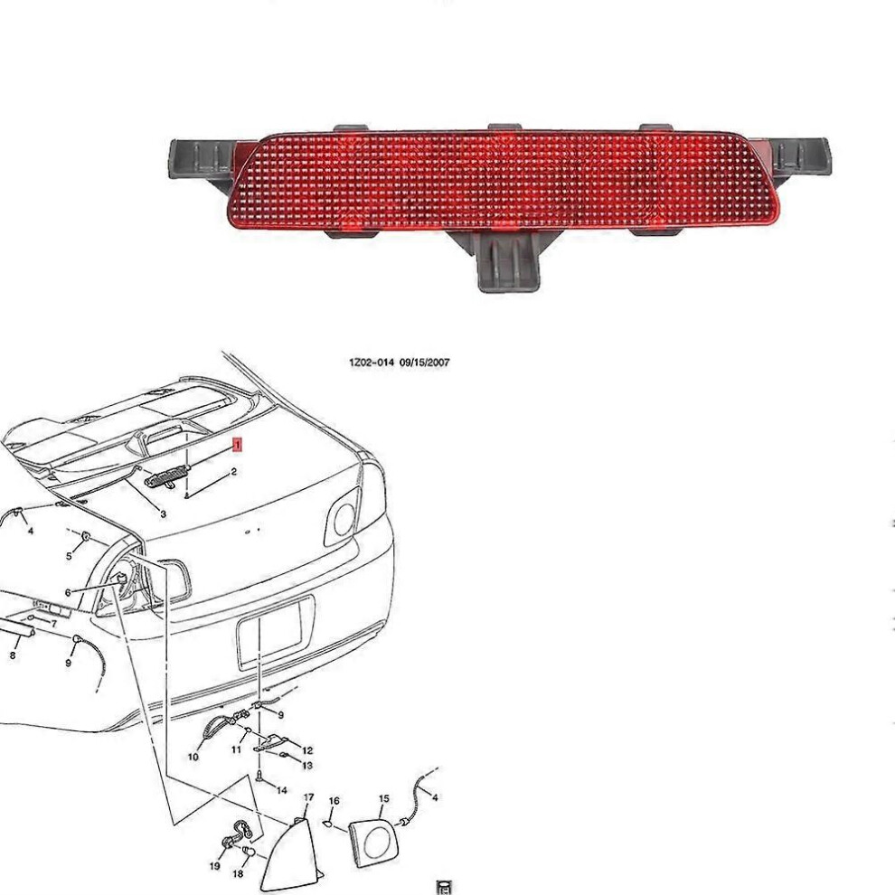 Car 3Rd Third Brake 15271122 923-289 For For Chevrolet Malibu 2009 - 2012 Rear Tail High Mounted Stop Lamp Light 9345346676412