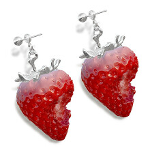 Fun Energetic Strawberry Resin Pendant-Red earrings