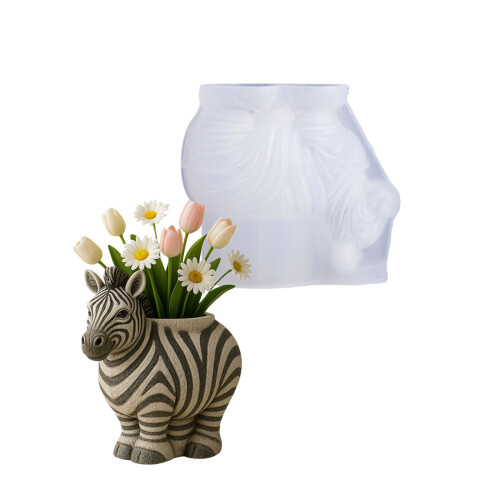 Blumenbehälter-Silikonform in Zebraform, geeignet für die