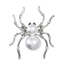 Halloween Themed Animal Pin Brooch Featuring Pearls-White