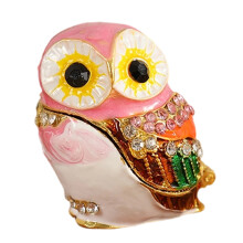Metal Jewelry Organizers Portable Design with Owl Shape-Pink