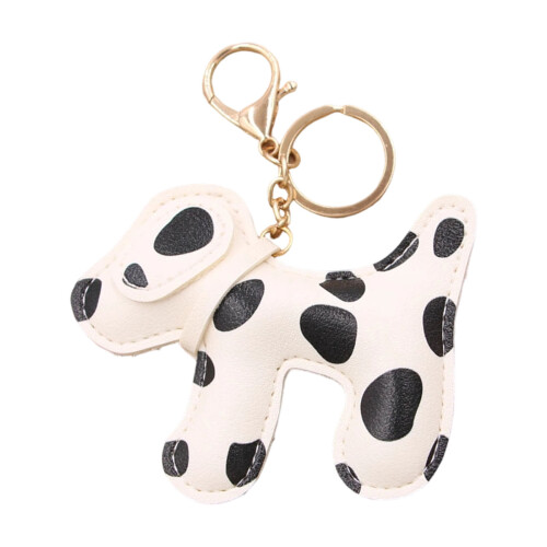 Porte-clés en PU imprimé Dalmation à la mode,-Porte-clés