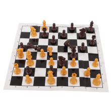Portable Brass-Inlaid Chess Set with Folding Board for Travel (25.2x24.7cm)