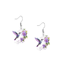 Boucles d'oreilles en forme de fleur de colibri, Design plat