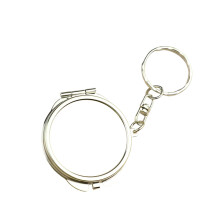 Porte-clés en métal avec mini miroir cosmétique double face-rond