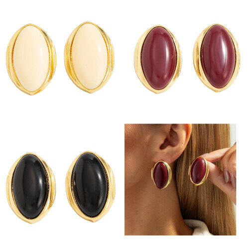 Elegante Ohrringe in elliptischer Form, buntes-Rot 2