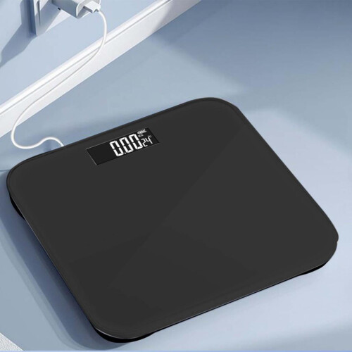 Ηλεκτρονική ζυγαριά σώματος με φόρτιση USB, μεγάλη οθόνη LCD με οπίσθιο φωτισμό, 2