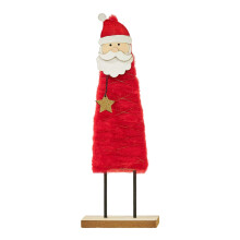 Plüschgefilzte Weihnachtsmann-Rentierfigur mit Holzsockel,-H
