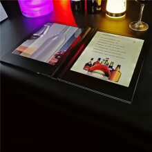 4X Rechargeable LED Light Menu Book PU Leather Display Book Night Club Restaurants Beer Bar Shop Cafe Two Pages
