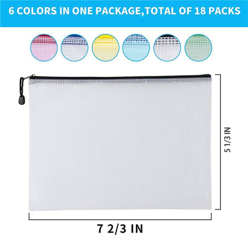 Bolsa com Zíper de Malha B6 90 Peças 5,3 x 7,7 Polegadas, Bolsa com Zíper à Prova D'água para Material de Escritório Escolar, Quebra-Cabeças e 1