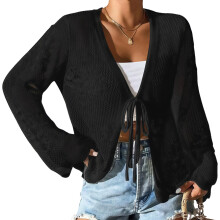 Women Soft Swimwears Cover Acrylic Texture Suitable for-Black M