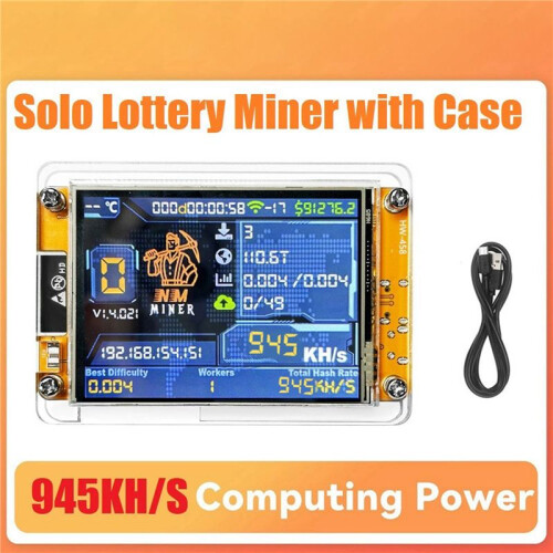 2X NMiner NerdMiner+Case 945KH/S Harshrate 2,8 Polegadas  Display Bitcoin Crypto Solo Lottery Miner NerdMiner Atualizado 1