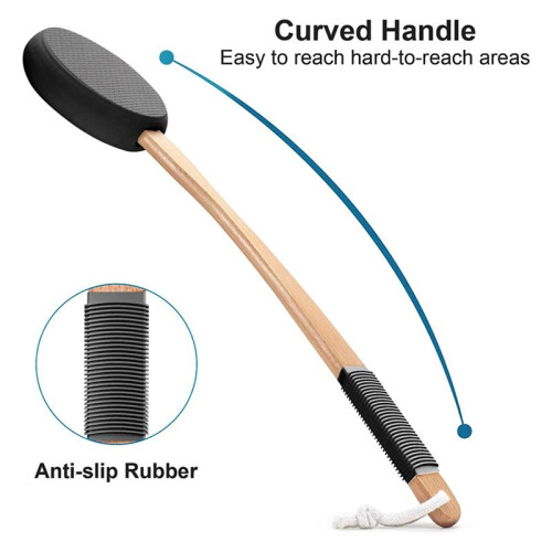 2X Back Lotion Applicator with Long Handle and 2 Replaceable Pads, Ideal for Young People and the Elderly-Black. 1