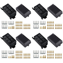 4X Fuse-Relay Box 5-Fuse Holders 6 Relay Block Holders Fuse-Block 12V Fuse-Box Car
