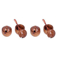 4 Pezzi Ciotola per Sale In Legno Contenitore per Sale Barattolo per Spezie Ciotole per Sale e Pepe Scatola per Condimenti per Cucina In Legno