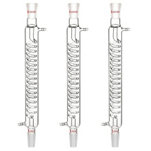 3X Borosilicate Glass Condenser with 24/40 Fitting 300mm Jacket Length Glass Condenser Serpentine Condenser Tube