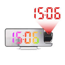 Projection Alarm Clock LED Mirror Digital Clock Large Display USB Charging Port Auto Dimming Modern Design for Bedroom or Office