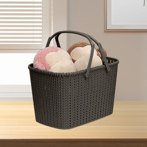 Portable Folding Plastic Bathroom Storage Basket for Shower Organization, White Blue Green