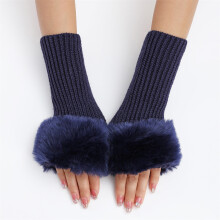 Winter Gloves for Women – Plush Knitted Fingerless Wool Gloves, Warm & Cute, Compatible with Touchscreen