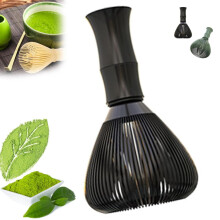 Vestitly Silicone Matcha Whisk,Reusable Plastic Dishwasher Matcha Stirrer Tools with Whisk Holder,Black,4.61*2.17 inch