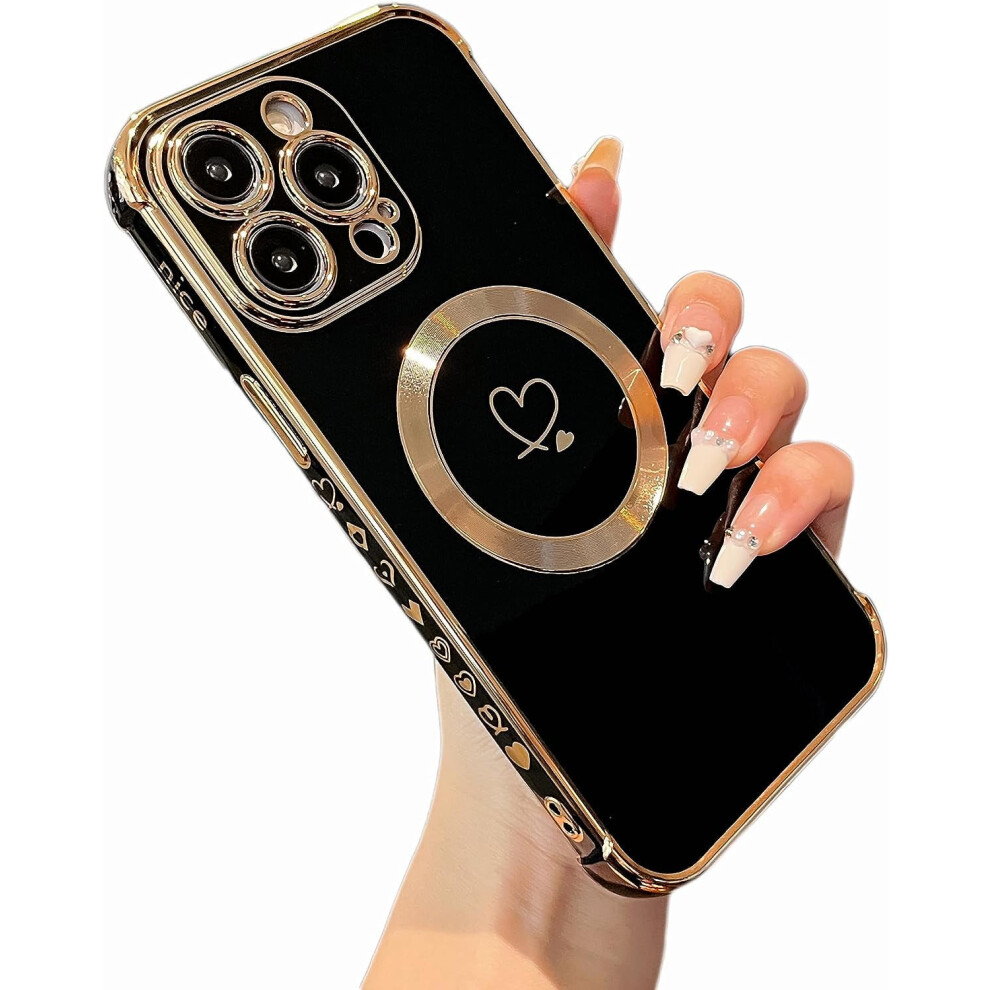 Magnetic Case For Iphone 15 Pro Max 6.7" Â Love Hearts Pattern, Camera Protection, Soft Shockproof Tpu Bumper 9365509726969