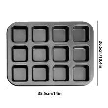 Non-Stick Pan 12 Cup Square Baking Pan Non Stick Baking Pan Bread Plaid Cake Baking Tools