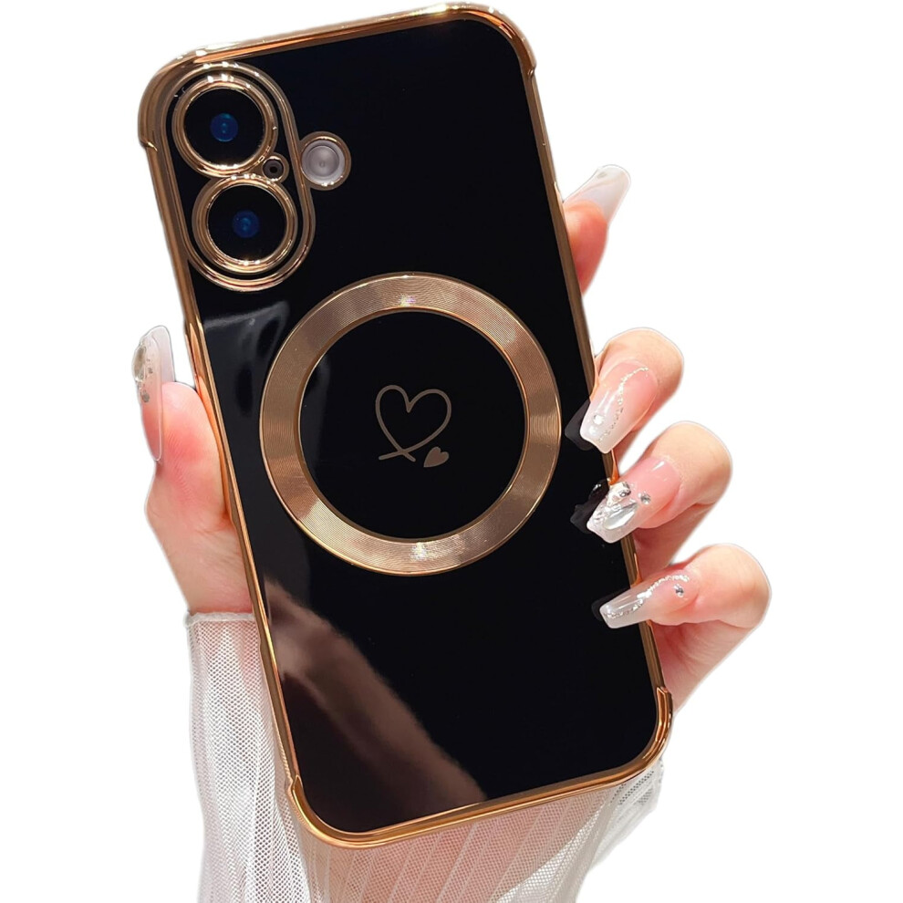 Magnetic Case For Iphone 16 Plus 6.7" Â Magsafe Compatible, Love Hearts Design, Camera Protection, Soft Shockproof Tpu Bumper 9365509727614