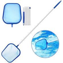 Pool Skimmer Net with 47 Inch Detachable Pole, Reinforced 5Knot Mesh for Fast Debris Removal in Swimming Pools