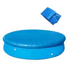 10FT Round Pool Cover for Above Ground Inflatable Pools, Rainproof Dust Protection with Secure Rope Ties