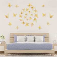 3D Butterfly Wall Stickers, 36 PCS Butterfly Wall Decals for Room Decoration Kids Bedroom Party Home Decor (Silver)