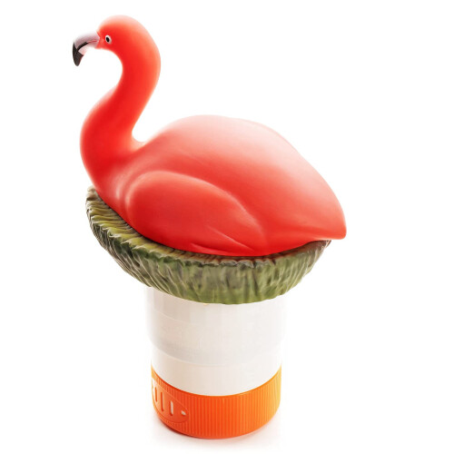 Flamingo Floating Pool Chlorine Dispenser for Pools and Spas, Dual Tablet Compatibility, Continuous Release 1
