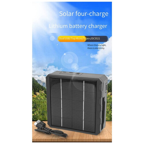 3X 18650 Charger Solar Lithium Battery  Charger Type-C Four-Slot Multi-Function Outdoor Charger 1