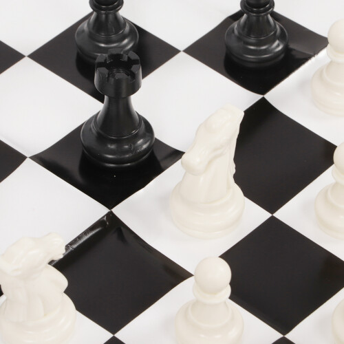 Portable Black & White Chess Set with Board, 25.2x24.7cm 2