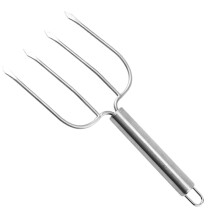 Stainless Steel Barbecue Fork for Grilling Meat, Heavy Duty BBQ Fork with Nonslip Grip for Outdoor Cooking and Camping