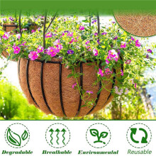 12 Stuks Ronde Kokos Voering Natuurlijke Kokosvezel Mand Kokos Vervangende Voering voor Hangende Manden Plantenbakken Bloemen