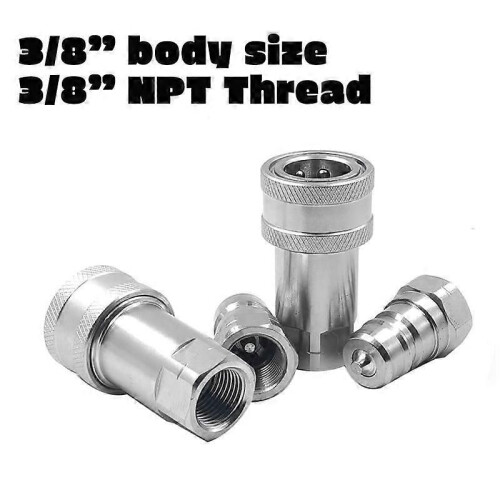 3/8Inch NPT Thread ISO7241-1A Hydraulic Quick Disconnect Coupler Set with Dust Cap 1