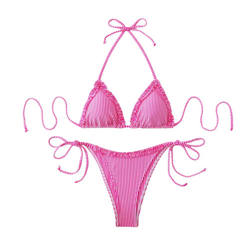 Dames 2-delige stringsets Zwemkleding Driehoeksbadpak-Zwarte L 1