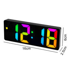 Digitale wekker voor de slaapkamer, HD-display met kleurrijke cijfers, instelbare helderheid, bureauklok met temperatuurweergave, werkt op twee