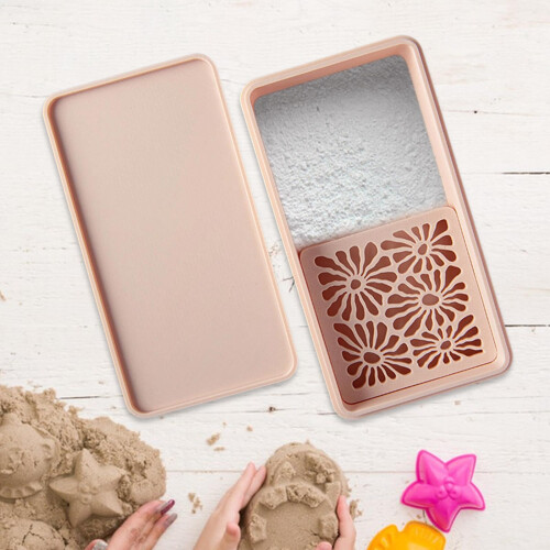 Cornstarch Container AntiStick Clay Tool with Easy Tap Dispensing Apricot Compact Storage Box 1