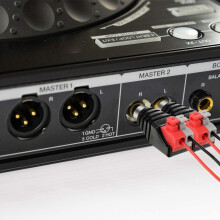 Luidsprekerkabel met phono-aansluiting naar audio-aansluiting (mannelijk/vrouwelijk) met RCA-connector, ideaal voor thuisbioscoop en