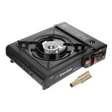Portable Butane Gas Stove with Adjustable Flame Control, Durable Metal Build, Camping and BBQ Cooker with Carry Case