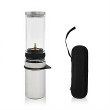Camping Propane Lantern with Adjustable Brightness Control, Wind Resistant Flame, Metal and Glass Light, Silver