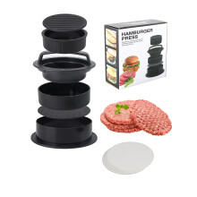 4 in 1 Burger Press Patty Maker, Non Stick Hamburger Press for Stuffed Burgers and Sliders