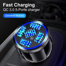Carregador de Carro 5 Portas USB Quick Charge 3.0 Isqueiro de Carro RáPido para Carregador de Carro QC 3.1-Preto