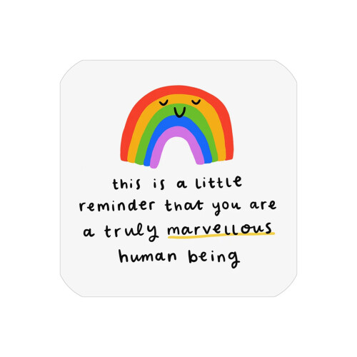 Σουβέρ Brighten Every Moment, Ξύλινη Αντιολισθητική Επιφάνεια Rainbow, Συμπαγές Μέγεθος 9*9cm,