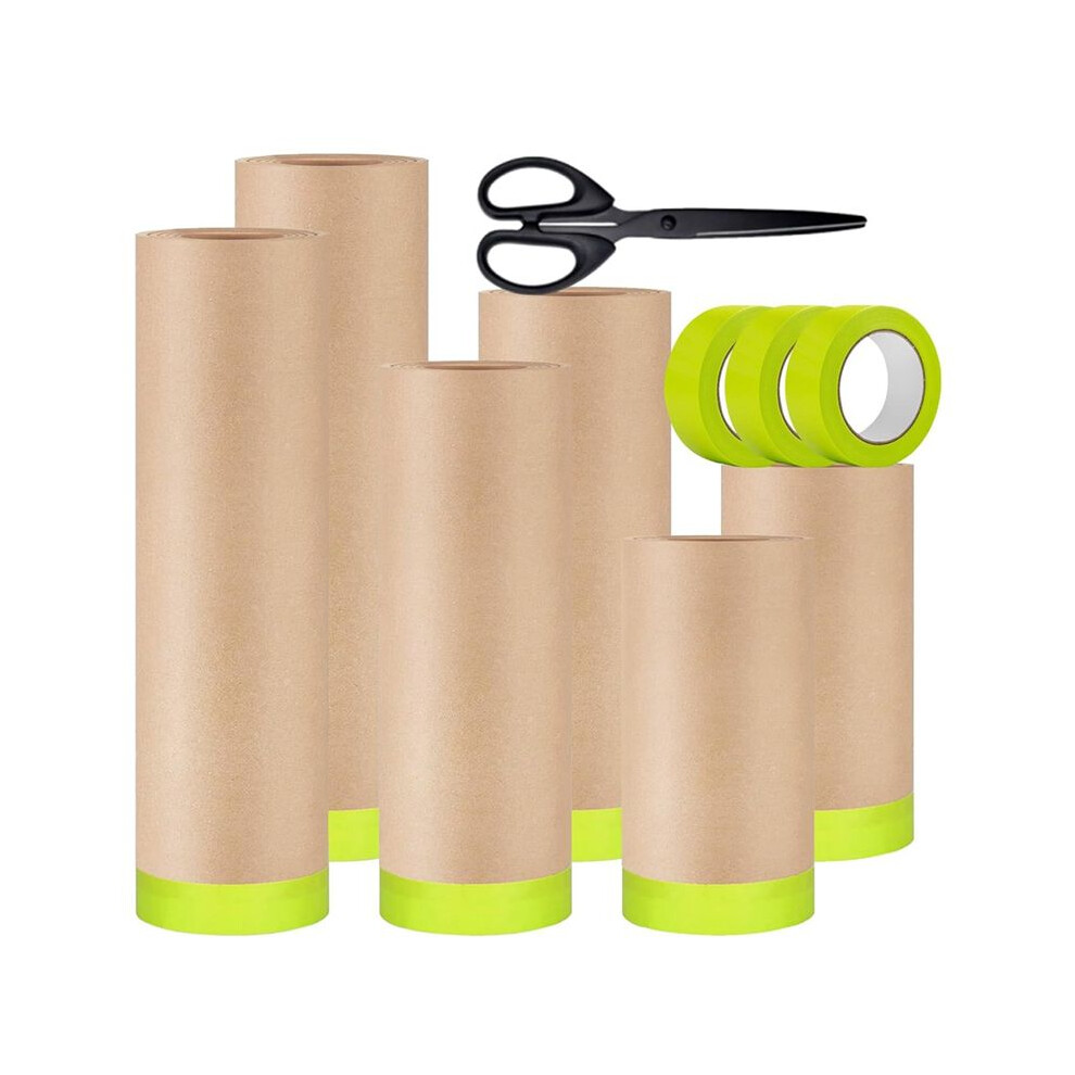 Masking Paper For Painting, Automotive Painting Paper Roll, 6 Rolls Tape And Drape Painters Paper, For Painting Car 4714039212711